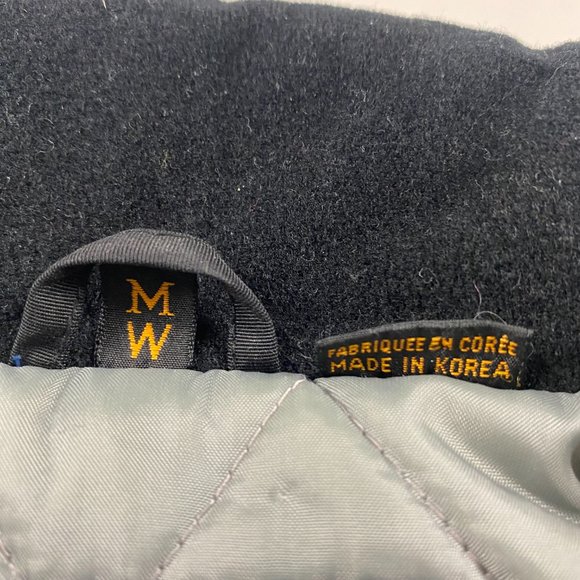 Vintage Polaris Snowmobile Jacket Coat Medium Women Black Blue Nylon Winter - Picture 10 of 16